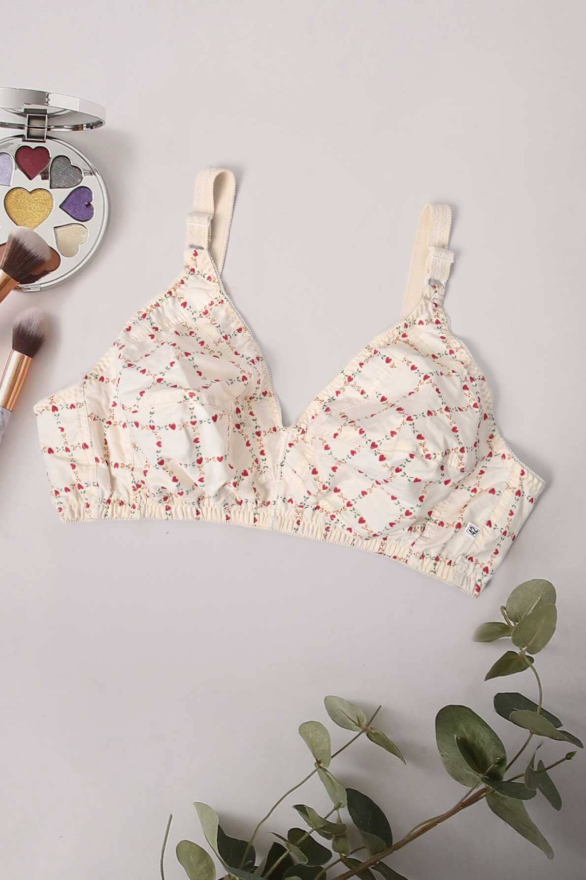 Women's Heart Printed Classic Cotton Bra