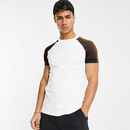 Seoul Men's Contrast Panel Style Raglan Sleeve Tee Shirt