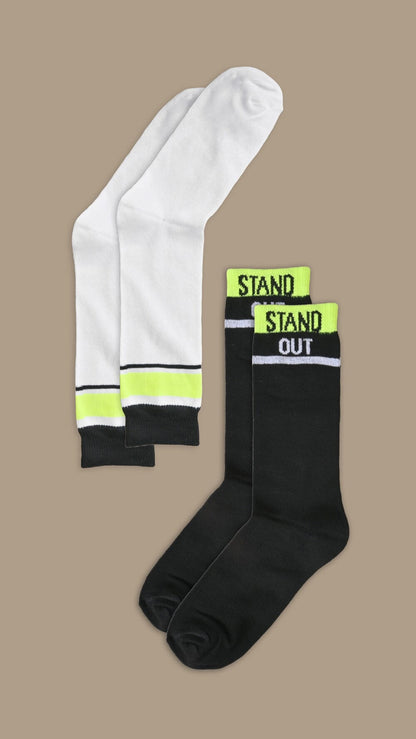 Men's Stand Out Embroidered Crew Socks - Pack Of 2 Pairs Socks RKI 