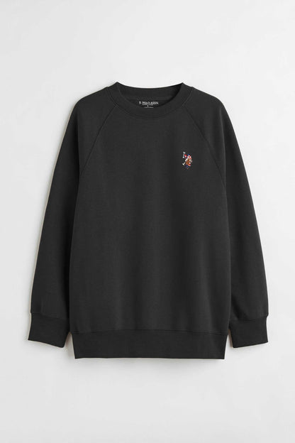 USPA Men's Raglan Logo Embroidered Fleece Sweat Shirt Men's Sweat Shirt Fiza 