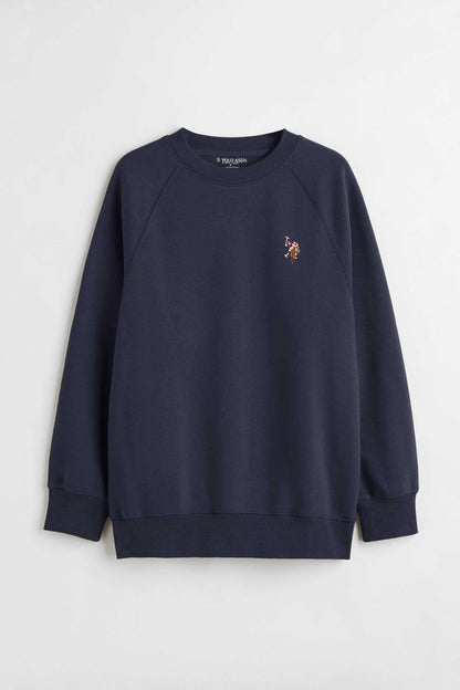 USPA Men's Raglan Logo Embroidered Fleece Sweat Shirt Men's Sweat Shirt Fiza 