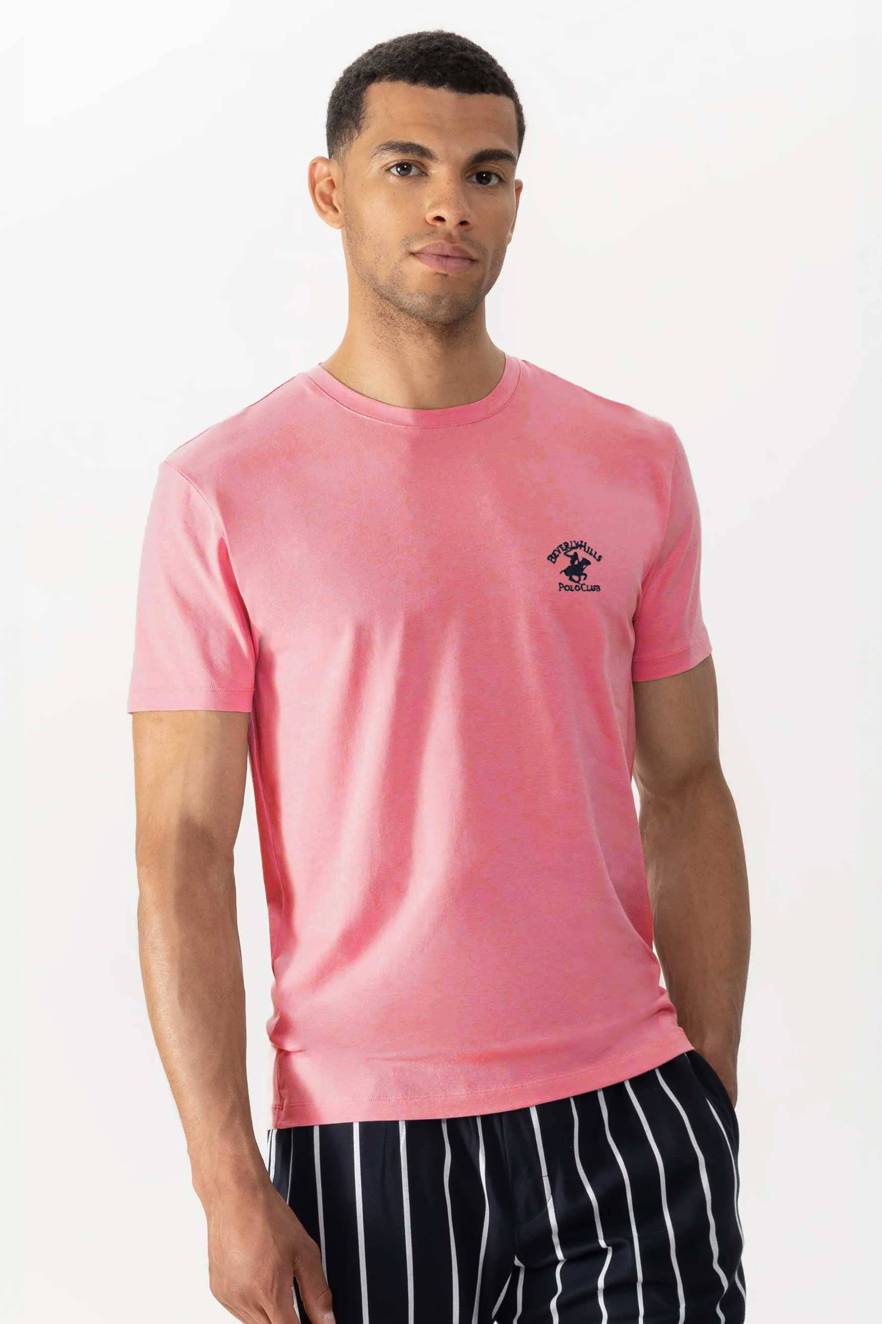 Beverly Hills Men's Polo Club Embroidered Crew Neck Tee Shirt