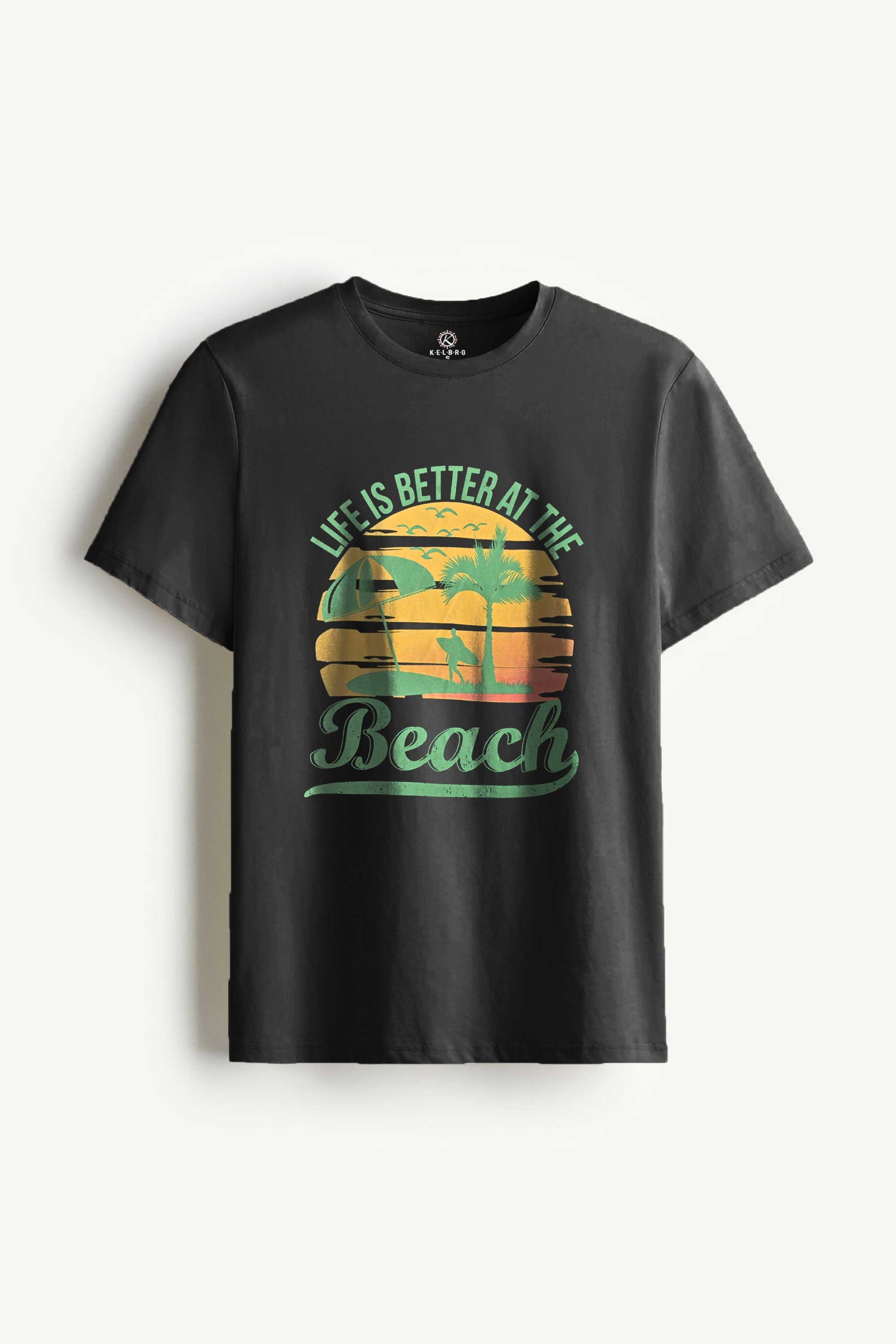 Kelbrg Men's Better At The Beach Printed Classic Tee Shirt