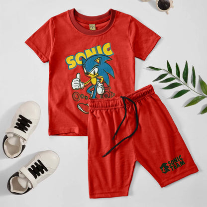 Junior Republic Kid's Sonic Printed Twin Set Boy's Twin Set JRR Red 1-2 Years 