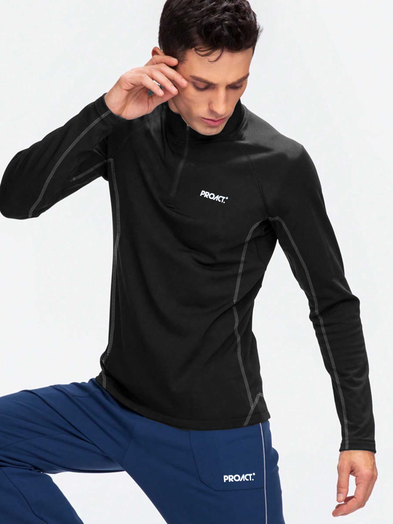 Proact Men's Threading Detail Style Activewear Quarter Zipper Sweat Shirt Men's Sweat Shirt HAS Apparel 