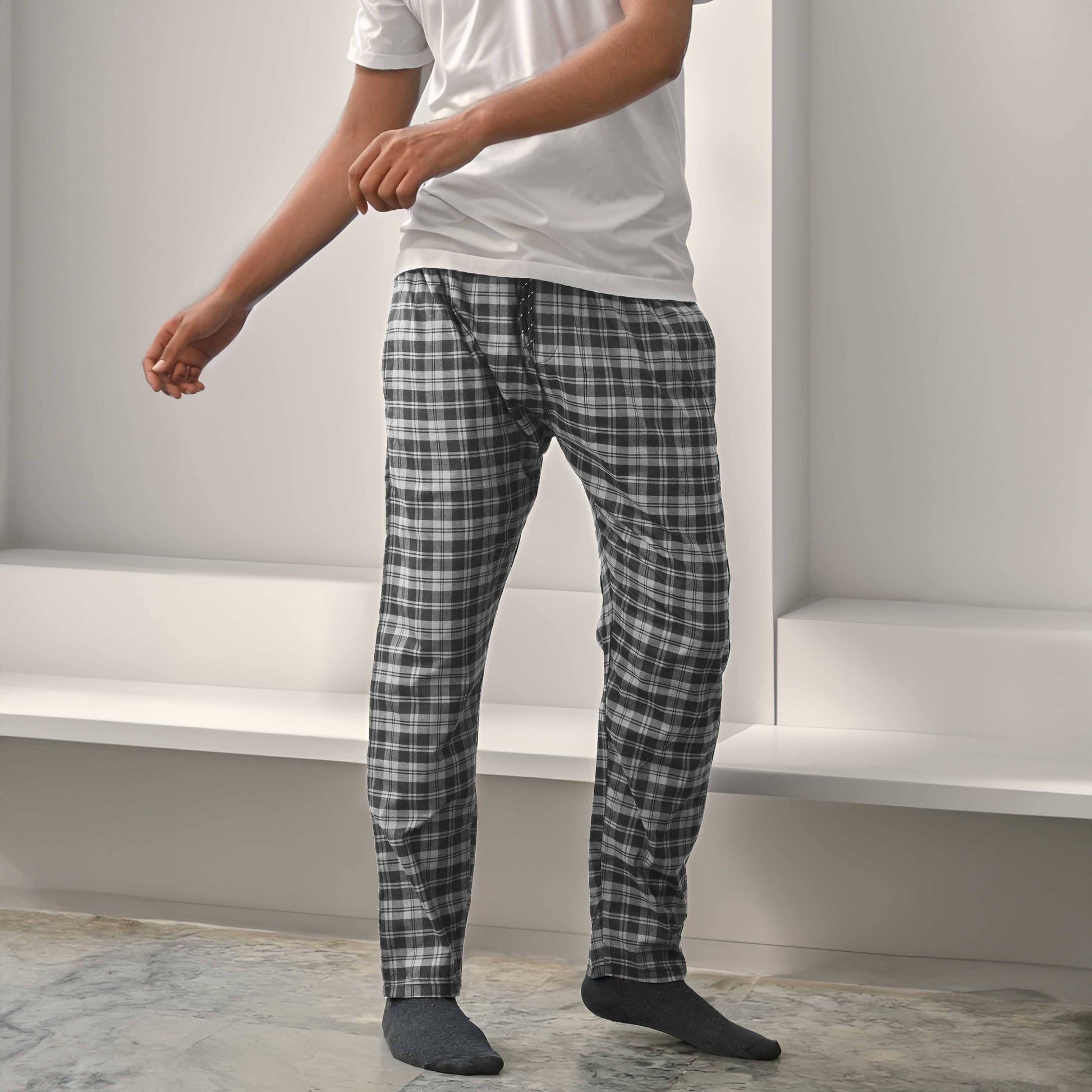 Max 21 Men's Brighton Check Design Woven Trousers Men's Trousers SZK Grey S 