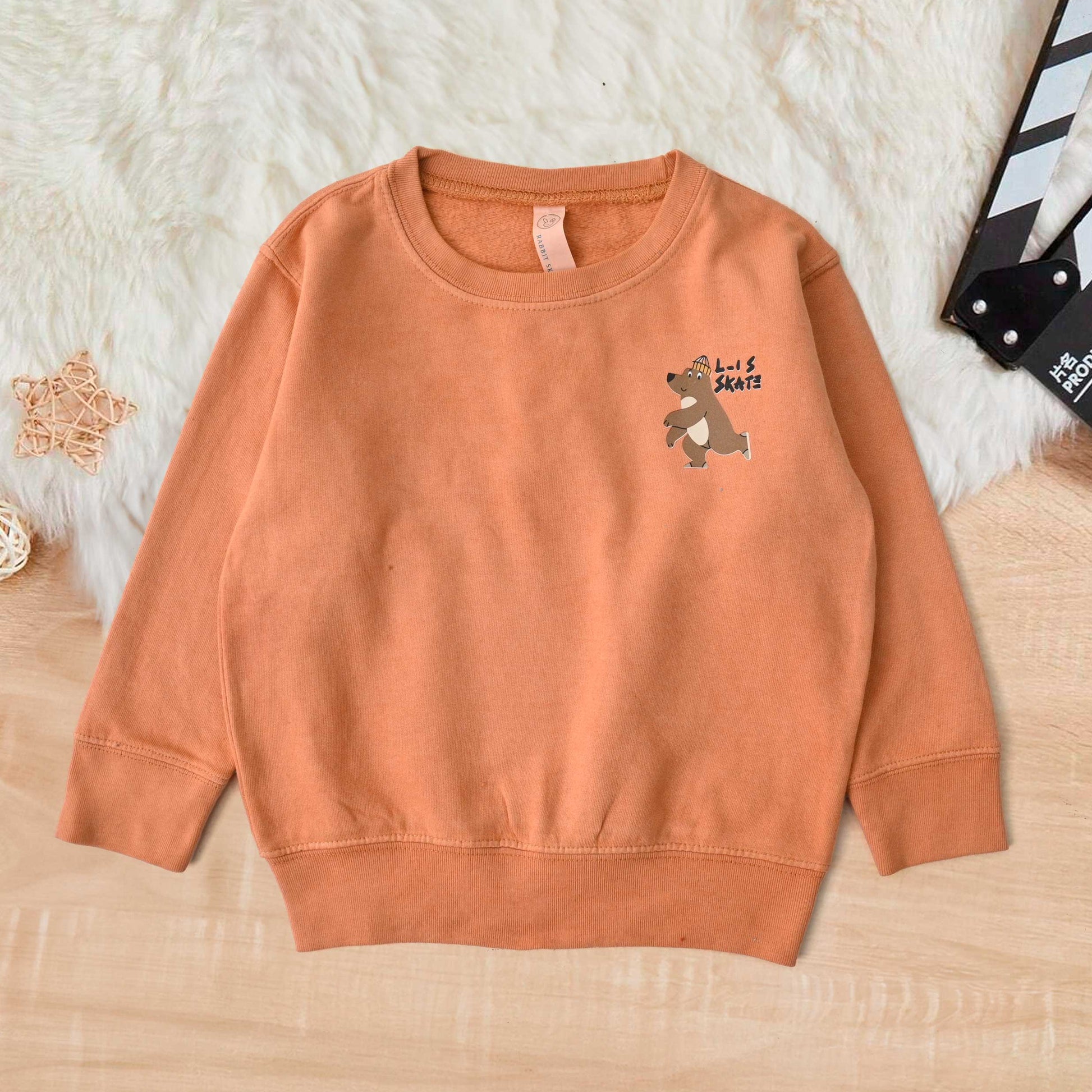 Rabbit Skins Kid's Teddy Bear Printed Fleece Minor Fault Sweatshirt Kid's Sweat Shirt SNR Peach 2 Years 