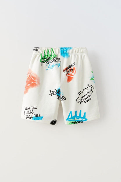 Boy's Marseille Printed Terry Shorts Kid's Shorts Yasir Bin Asad 