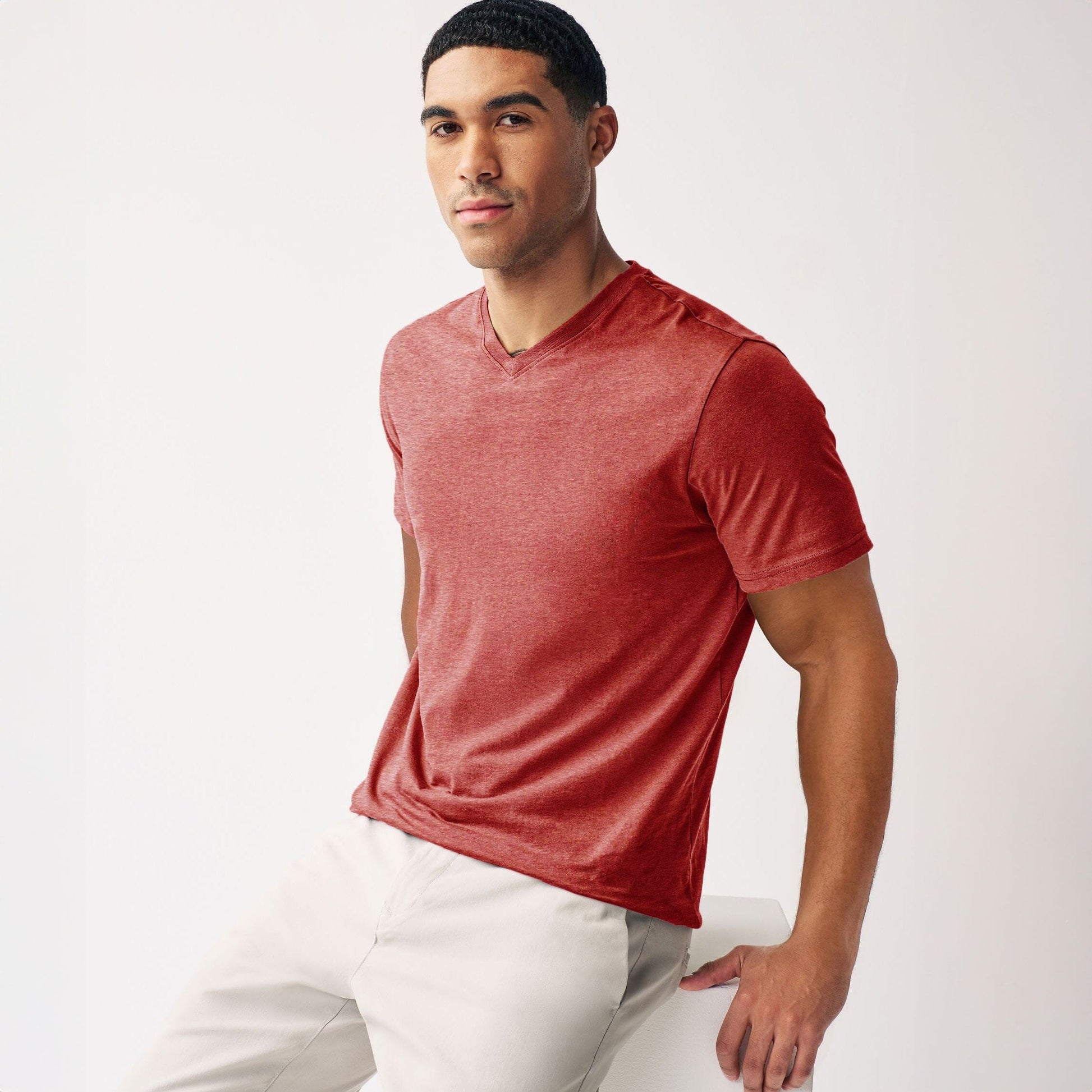 Beverly Hills Men's V Neck Minor Fault Tee Shirt Men's Tee Shirt HAS Apparel Red S 