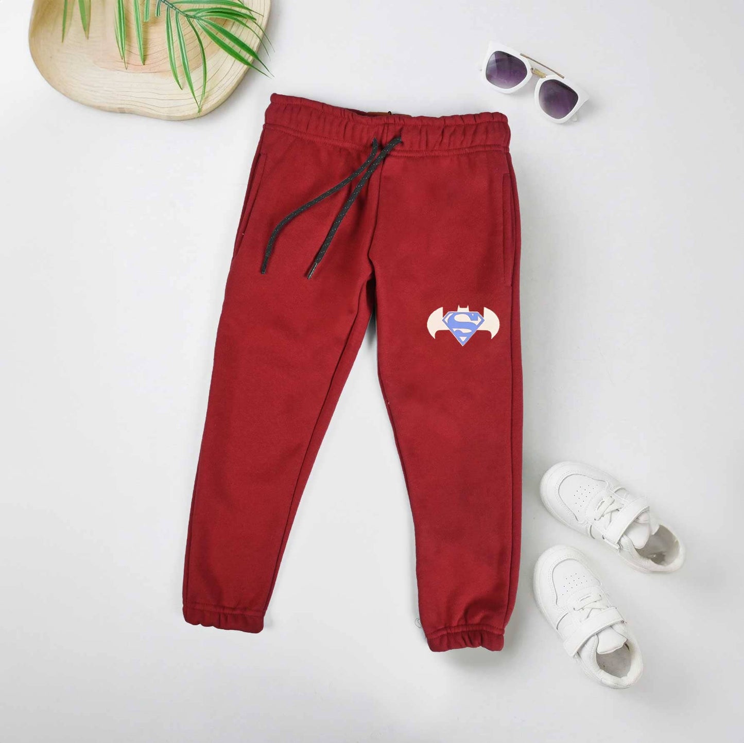 Max 21 Boy's Superman Logo Printed Fleece Sweat Pants Boy's Sweat Pants SZK Maroon 3-4 Years 