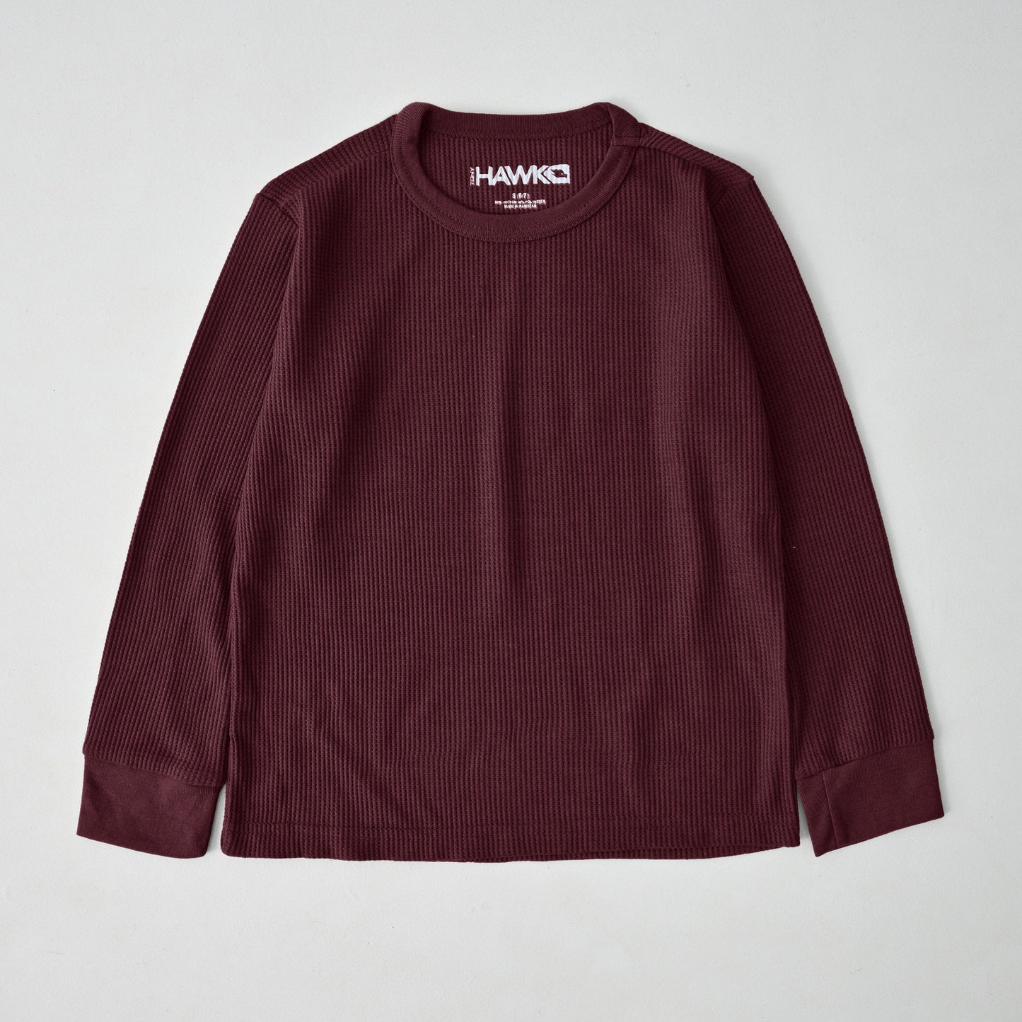 TH Boy's Waffle Knit Long Sleeve Tee Shirt Boy's Tee Shirt TAHIR SIDDIQUI ( SALE BASIS ) Burgundy 2T 