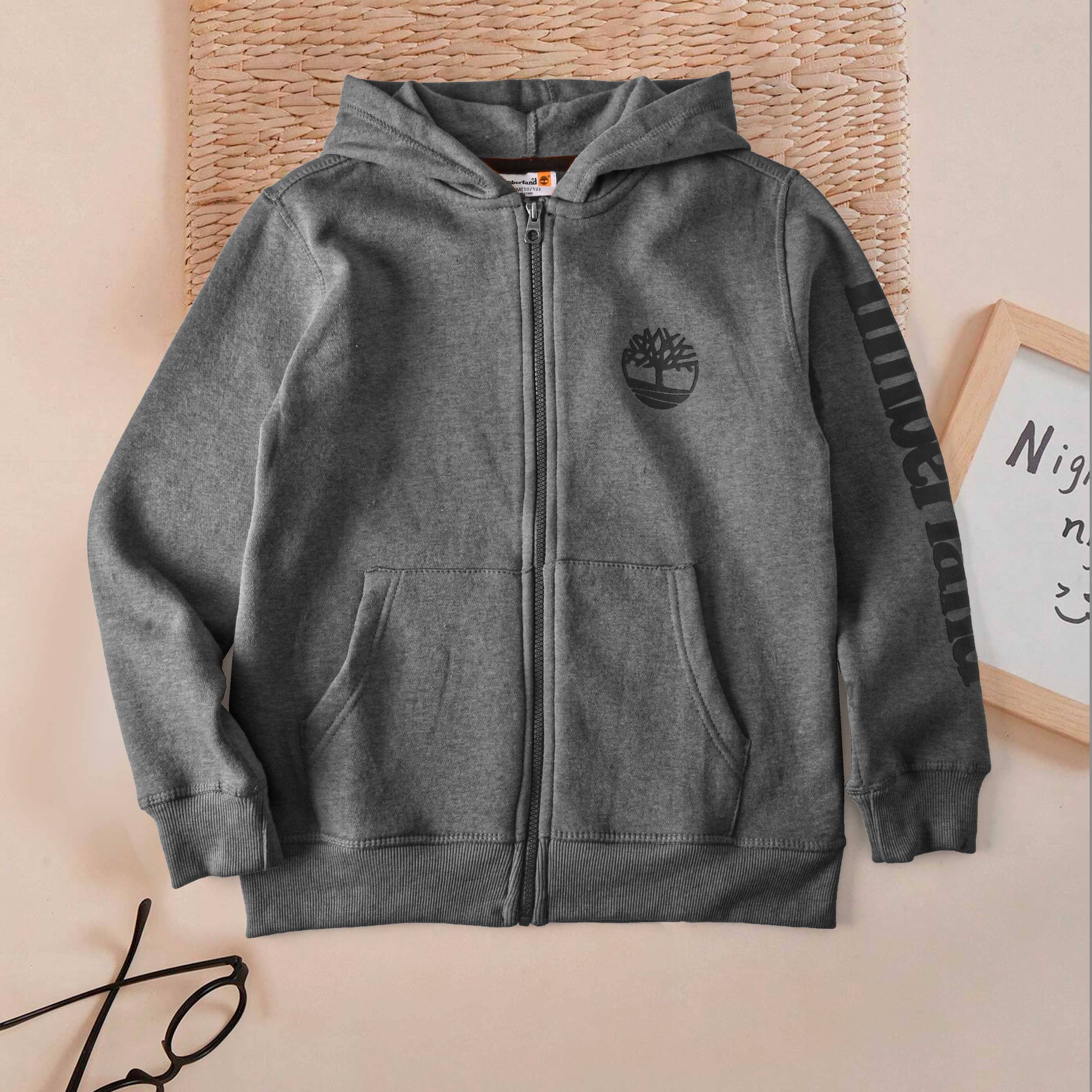 Timberland Boy's Logo Printed Fleece Zipper Hoodie