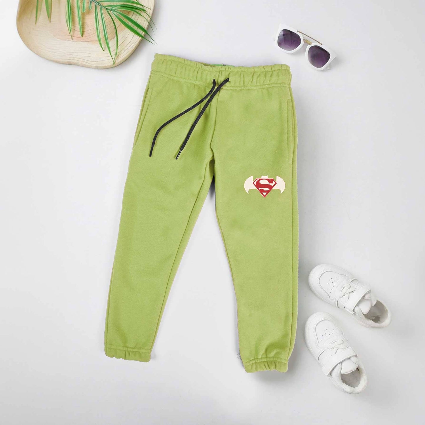 Max 21 Boy's Superman Logo Printed Fleece Sweat Pants Boy's Sweat Pants SZK Light Olive 3-4 Years 