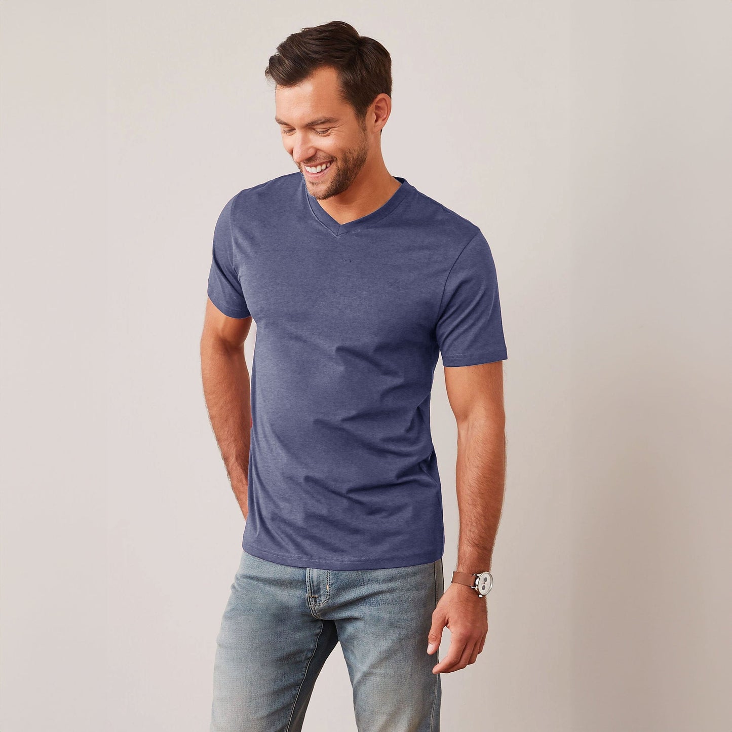 Beverly Hills Men's V Neck Tee Shirt Men's Tee Shirt HAS Apparel Blue S 