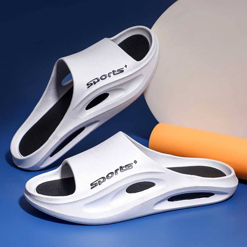 Men's Summer Hot Leisure Trendy Slippers Men's Shoes Sunshine China Off White & Black EUR 36-37 