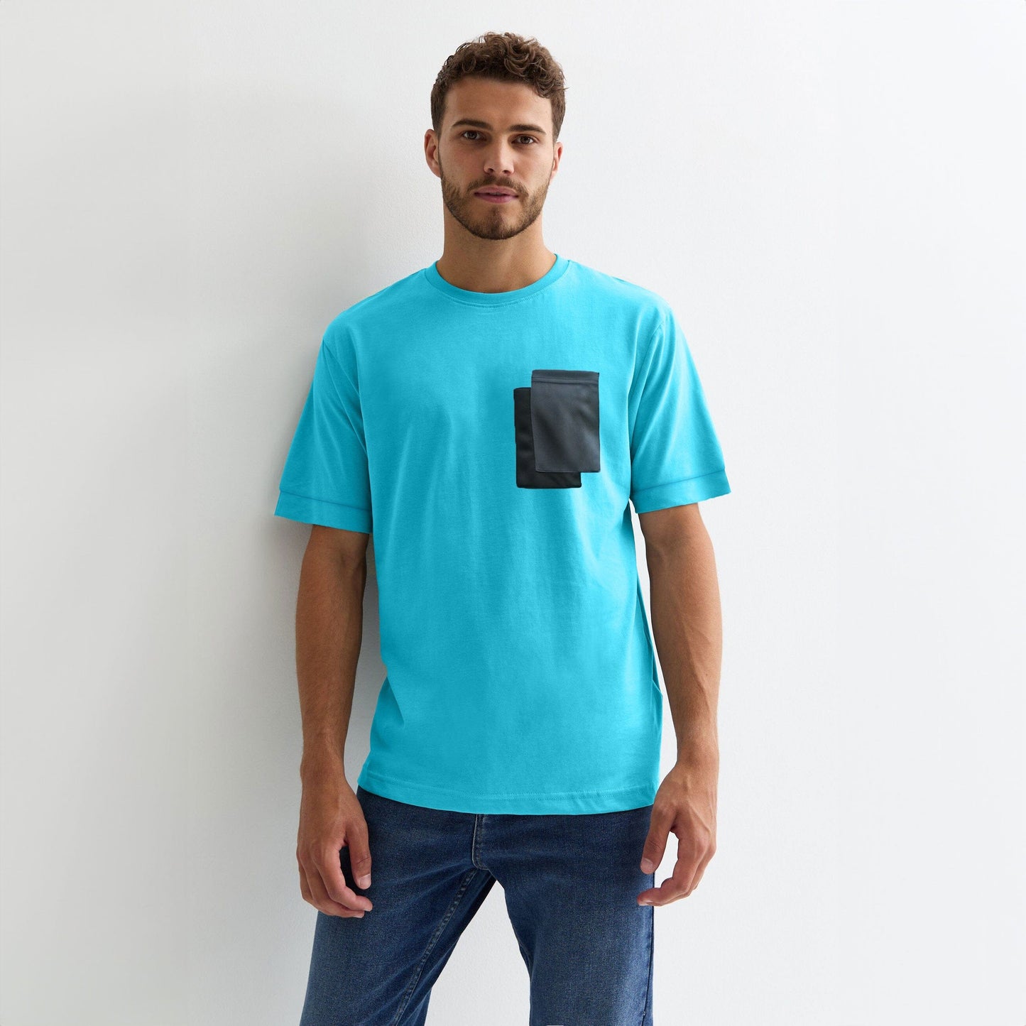 Polo Republica Men's Contrast Pocket Crew Neck Tee Shirt Men's Tee Shirt Polo Republica Aqua S 