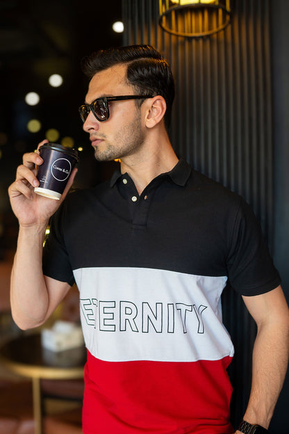 Eternity Men's Printed Contrast Design Polo Shirt Men's Polo Shirt ETY 