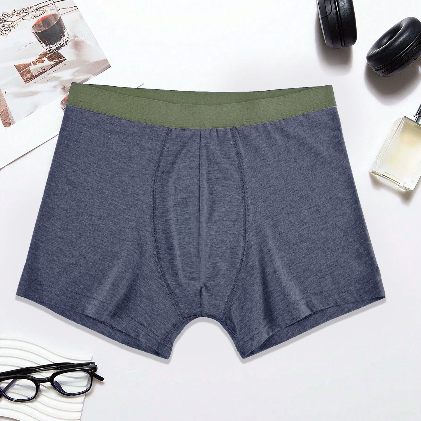 Eternity Men's Breathable Classic Boxer Brief Men's Underwear ETY Jeans Marl & Olive S 