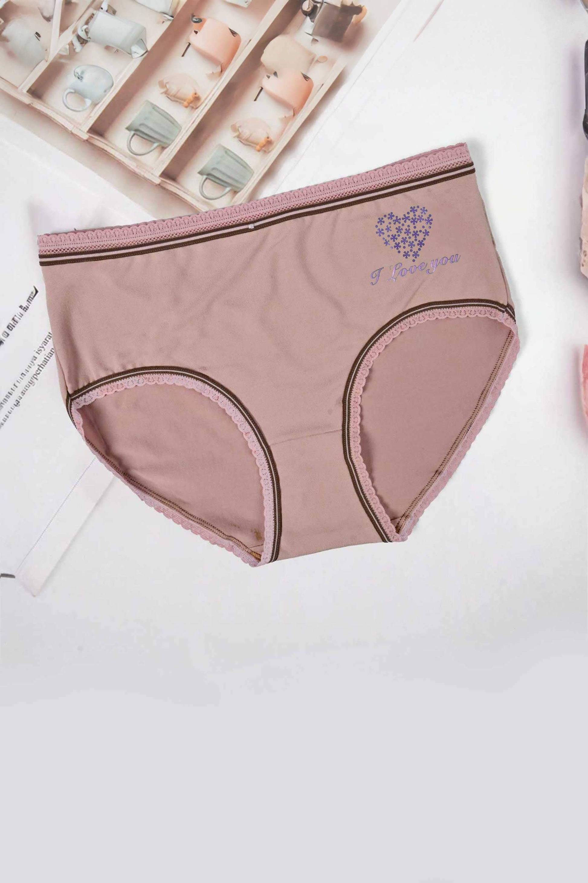 Fashion Women's Heart Printed Lace Design Underwear