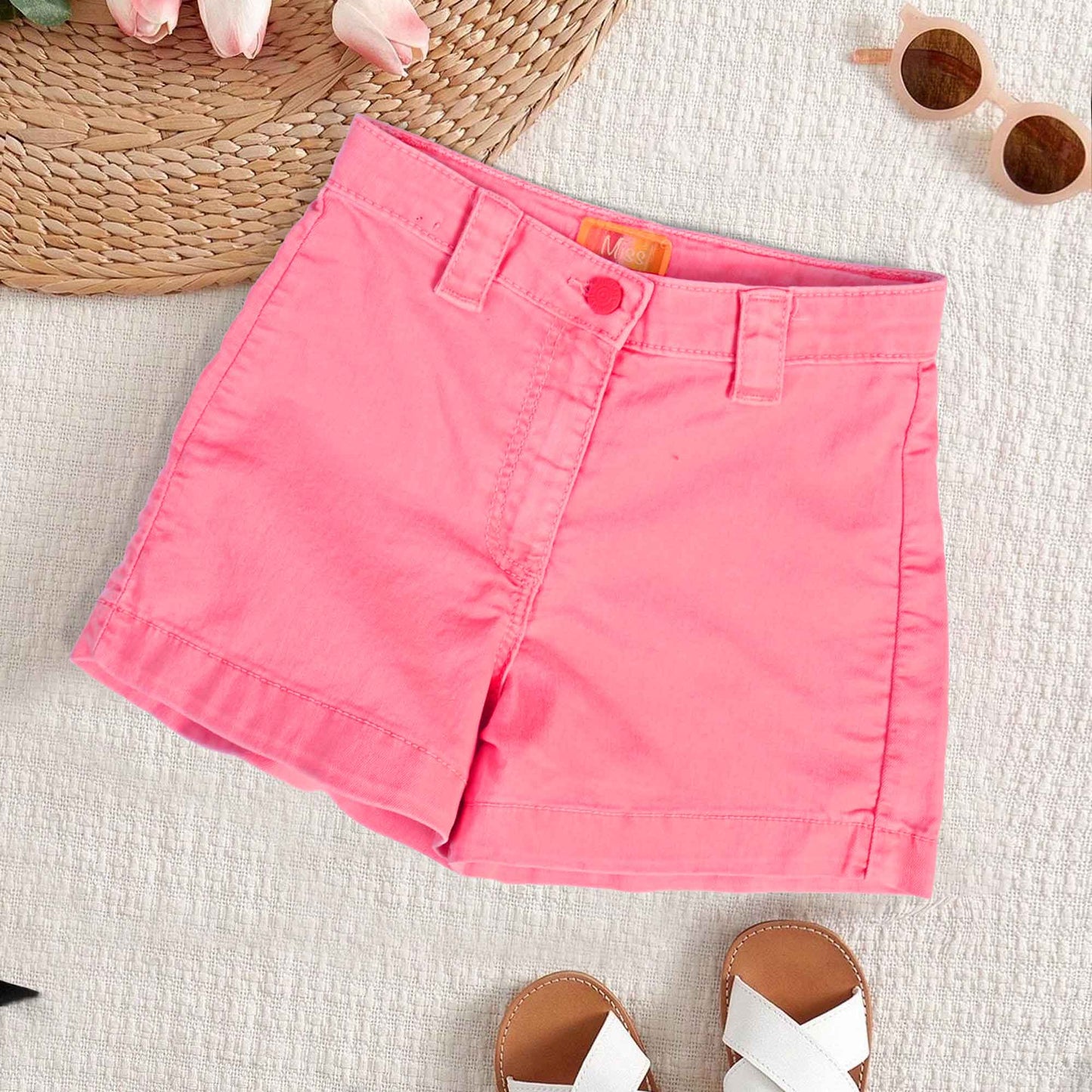 Original Marines Girl's Denim Shorts Girl's Shorts Minhas Garments Shocking Pink 3-4 Years 