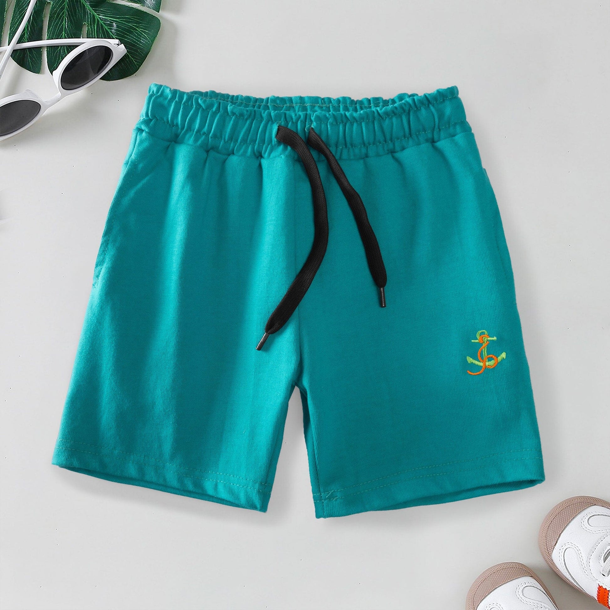 Max 21 Boy's Anchor Embroidered Shorts Boy's Shorts SZK Aqua 3-4 Years 