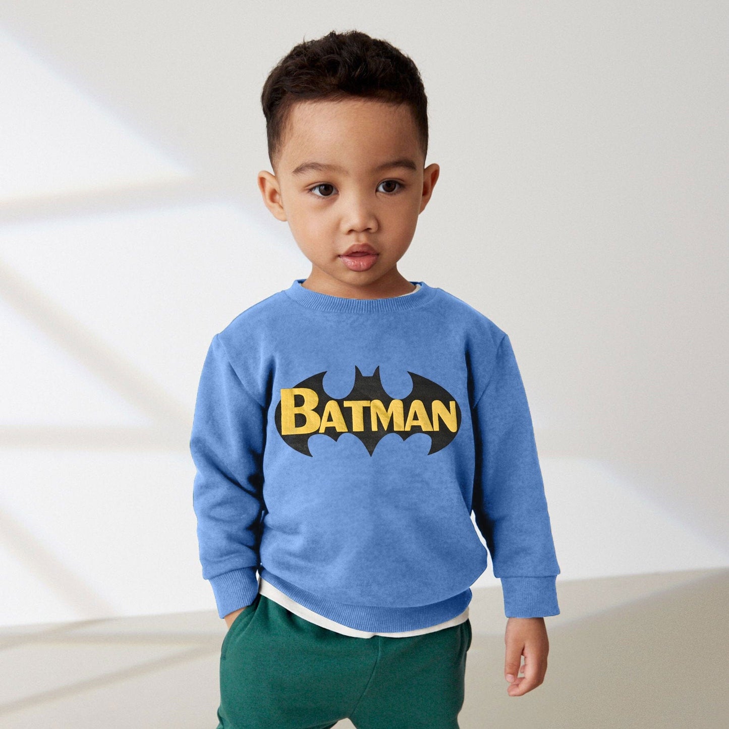 Tiny Teen Boy's Batman Printed Fleece Sweat Shirt boy's Sweat Shirt SNR Blue 6-9 Months 