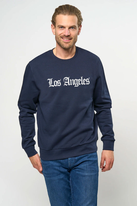 Tuman Men's Los Angeles Printed Fleece Sweat Shirt Men's Sweat Shirt Polo Republica Navy S 