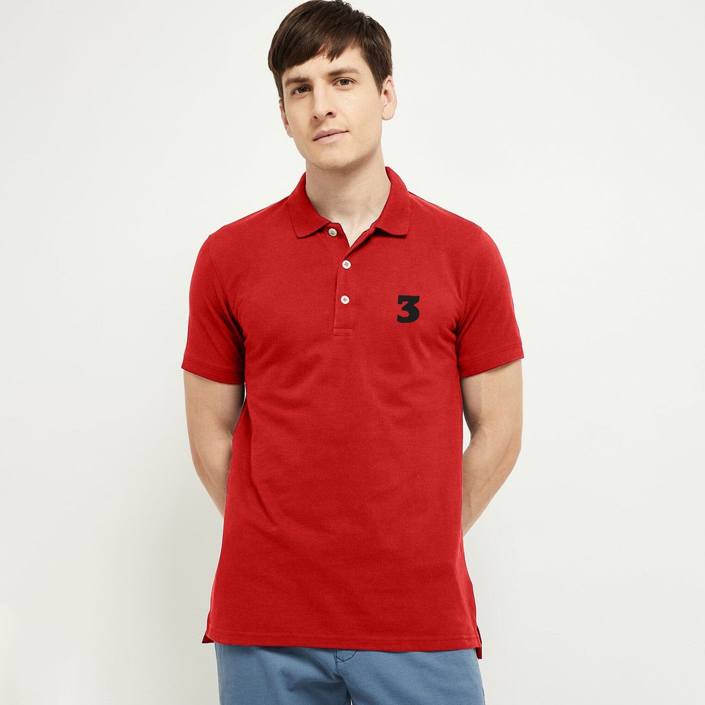 Men's 3 Embroidered Short Sleeve Minor Fault Polo Shirt