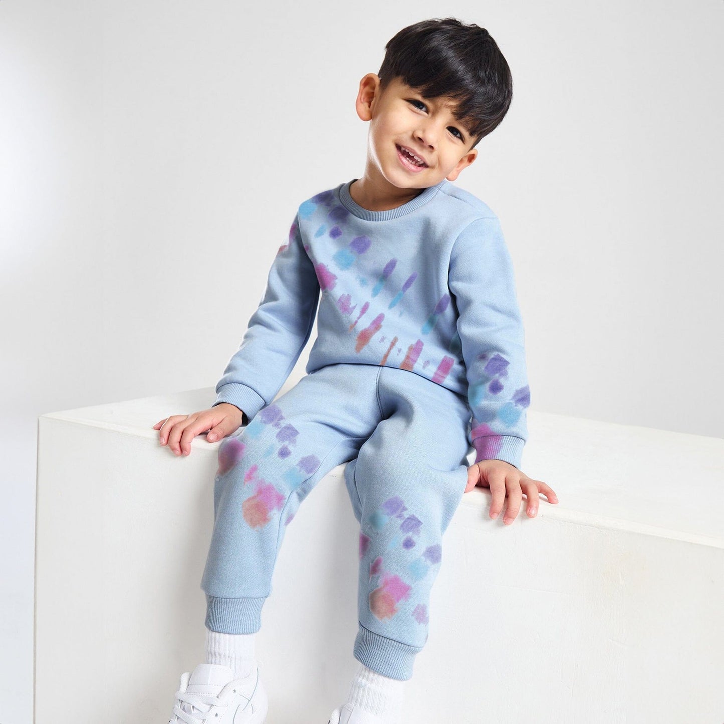 Minoti Kid's Tie & Dye Style Terry Tracksuit Kid's tracksuit SZK Sky 2-3 Years 