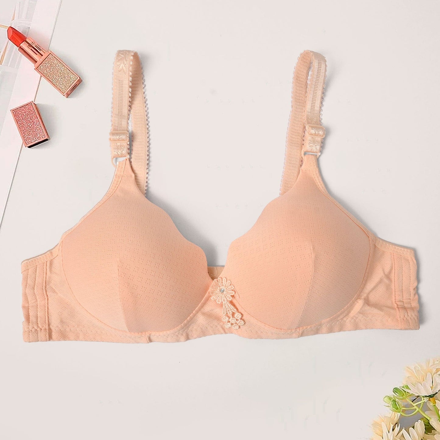 Women's Cut Work Push Up Padded Bra Women's Lingerie SRL Peach 30 