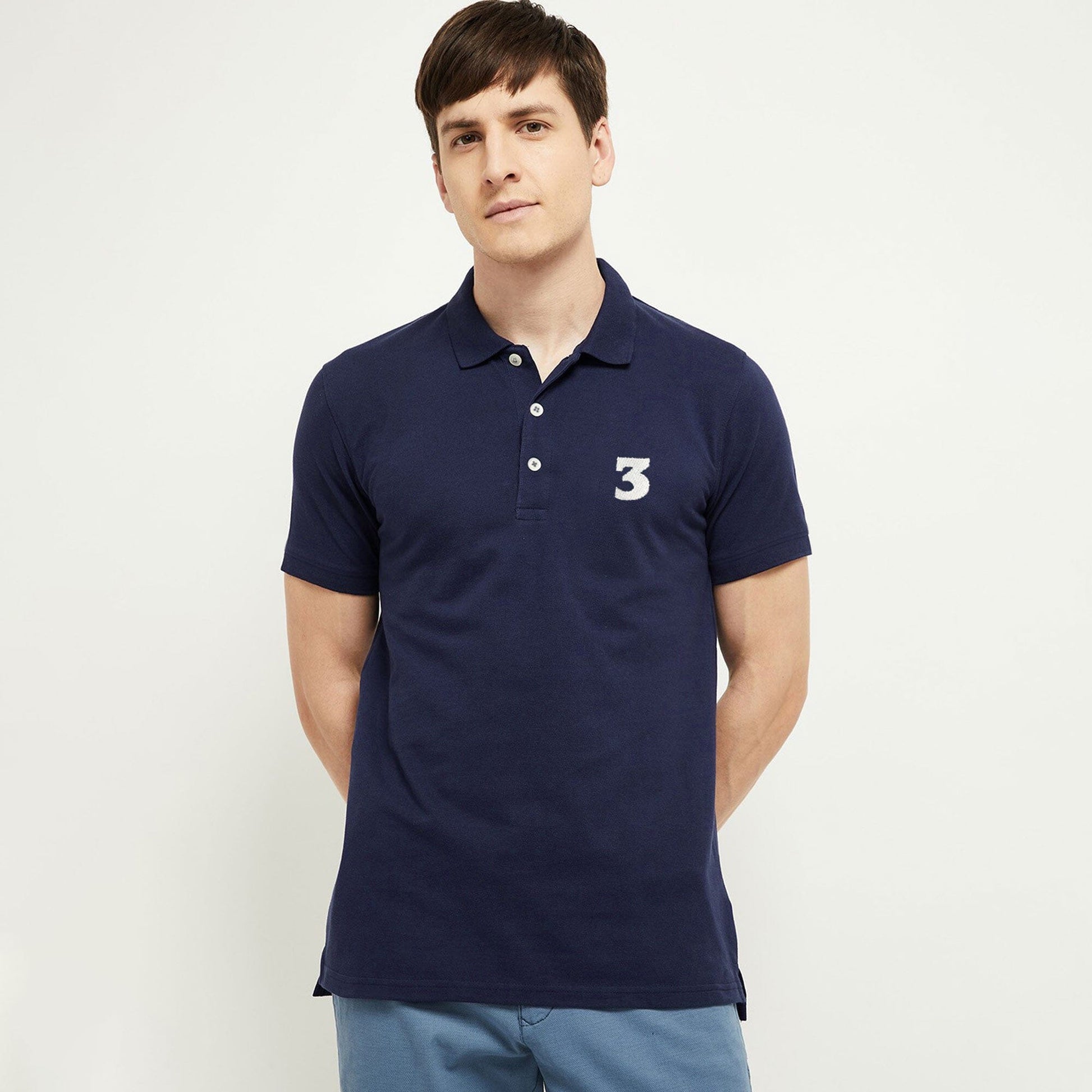 Men's 3 Embroidered Short Sleeve Minor Fault Polo Shirt