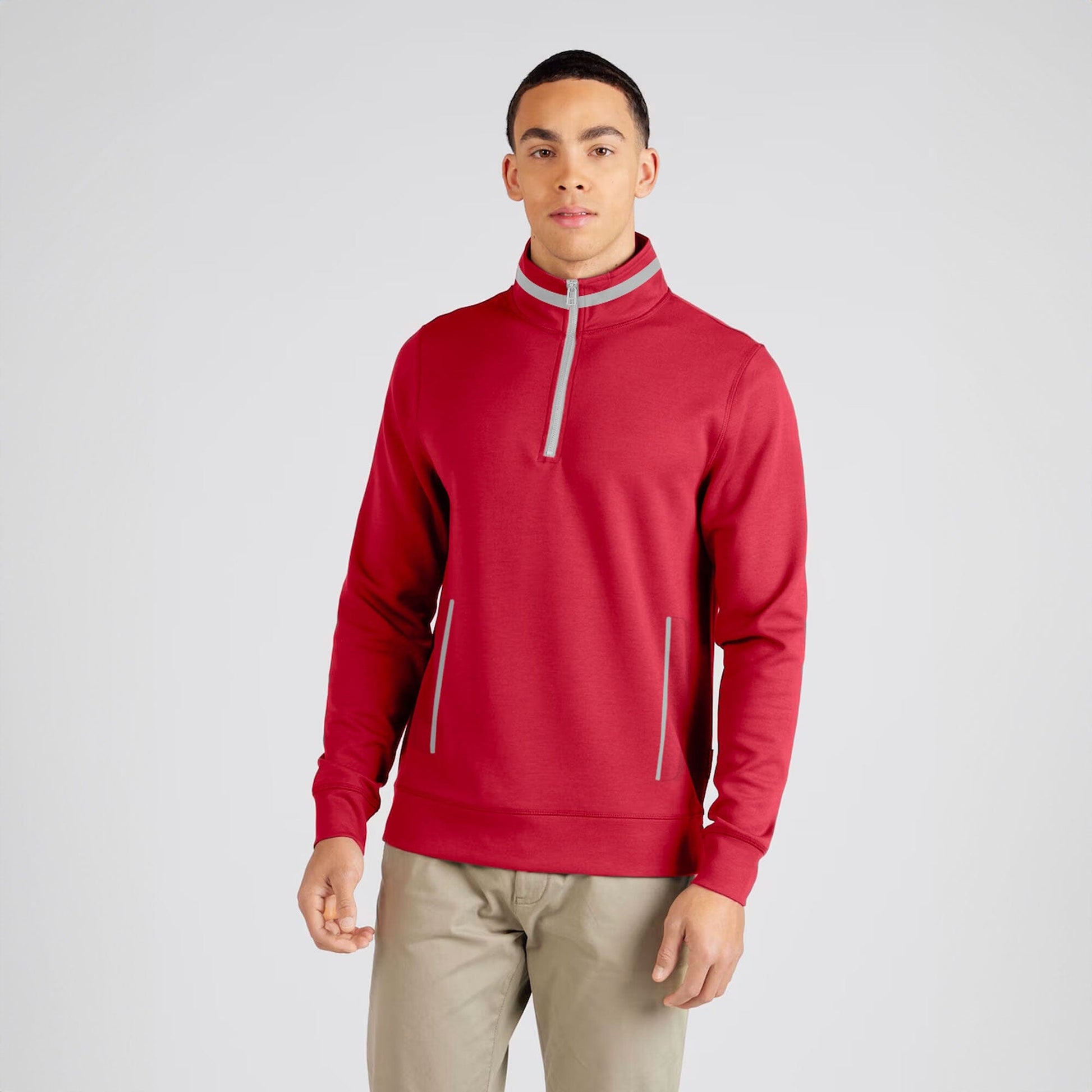 Payper Men's Tipped Collar Quarter Zipper Sweat Shirt Men's Sweat Shirt First Choice Red XS 