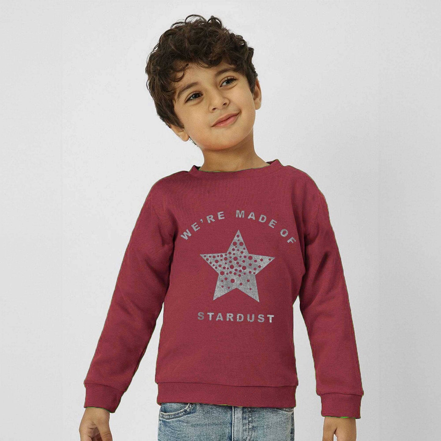 Rabbit Skins Kid's Star Dust Printed Fleece Sweatshirt Kid's Sweat Shirt SNR Maroon 6-9 Months 