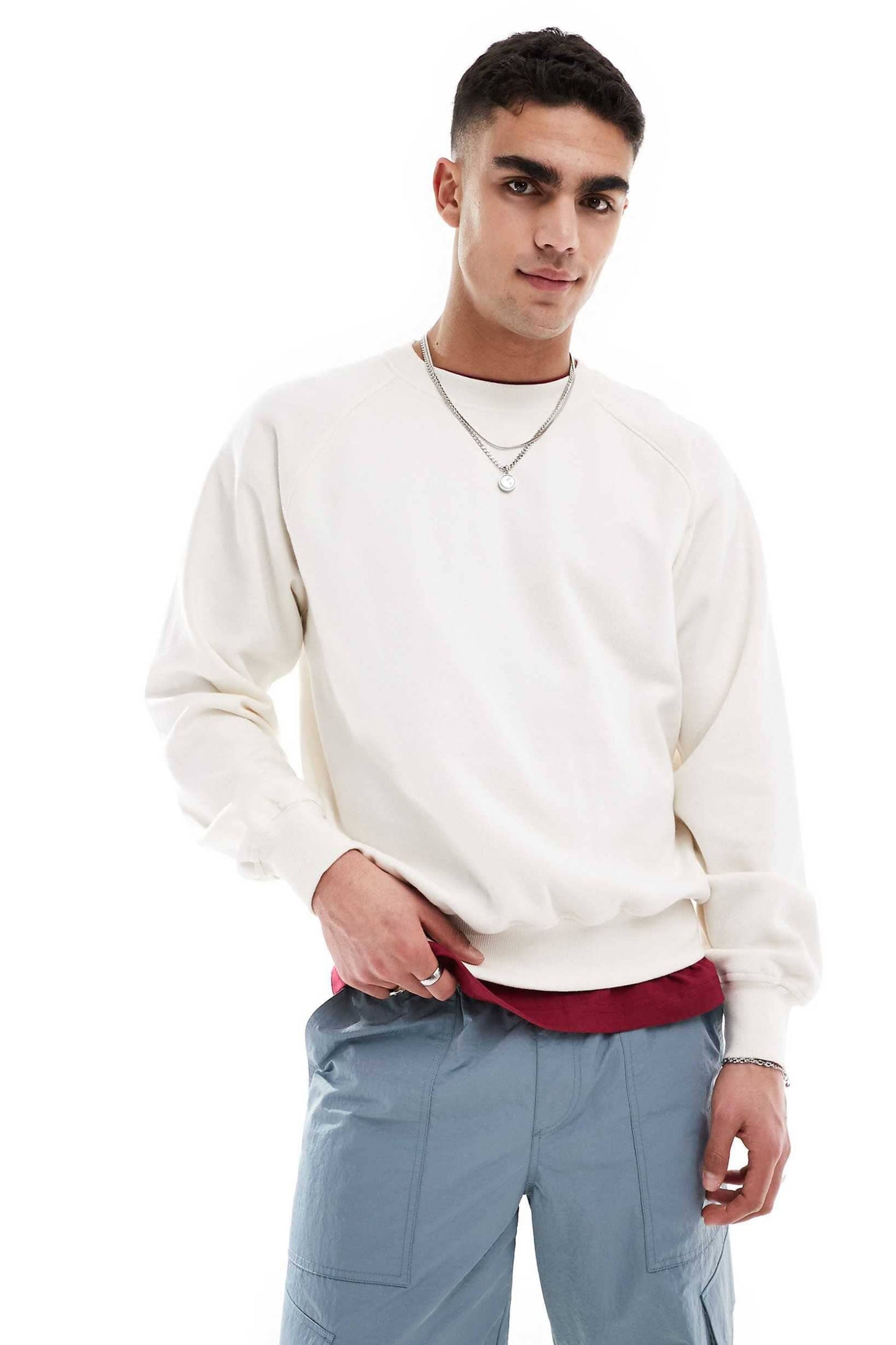 Cut Label Men's Raglan Sleeve Mock Neck Sweat Shirt