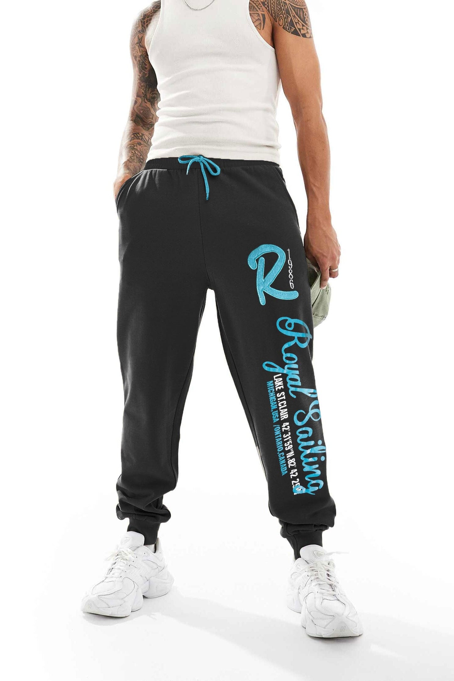 RMK Men's Royal Sailing Printed Fleece Jogger Pants Men's Jogger Pants SZK 