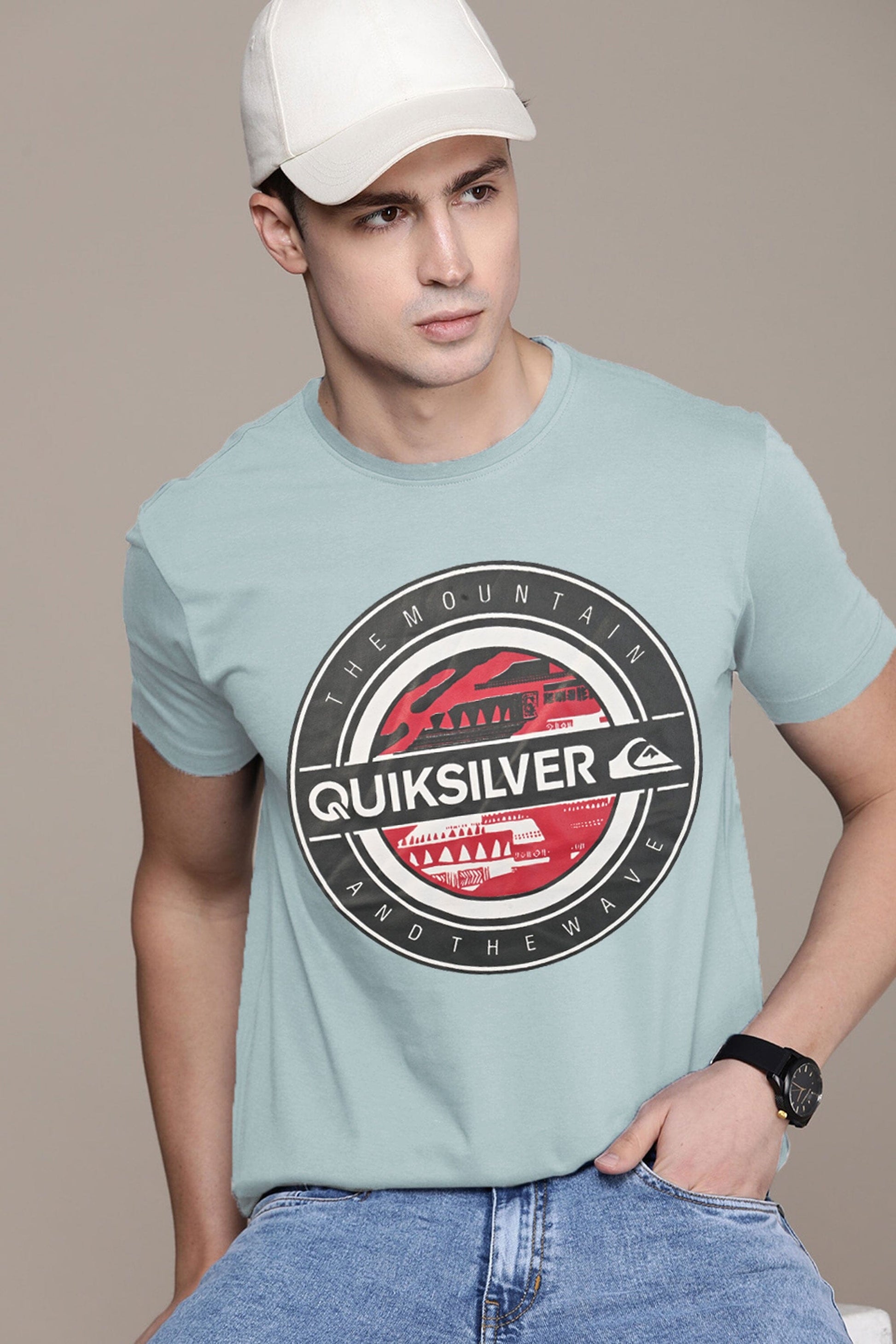 Quick Silver Men's Mountain Wave Printed Short Sleeve Tee Shirt Men's Tee Shirt HAS Apparel 