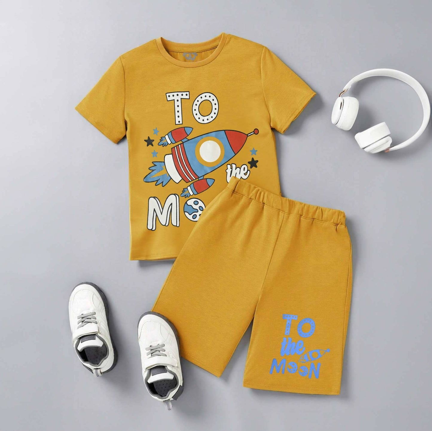 Kid's Molo To The Moon Printed Twin Set Boy's Twin Set KMG Yellow 2 Years 