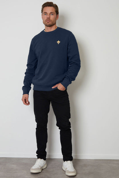 Tuman Men's Maple Leaf Embroidered Fleece Sweat Shirt Men's Sweat Shirt Polo Republica 