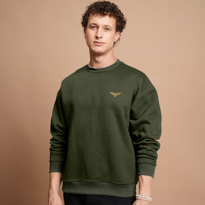 Eternity Premium Men's Logo Embroidered Sweat Shirt Men's Sweat Shirt ETY Olive S 