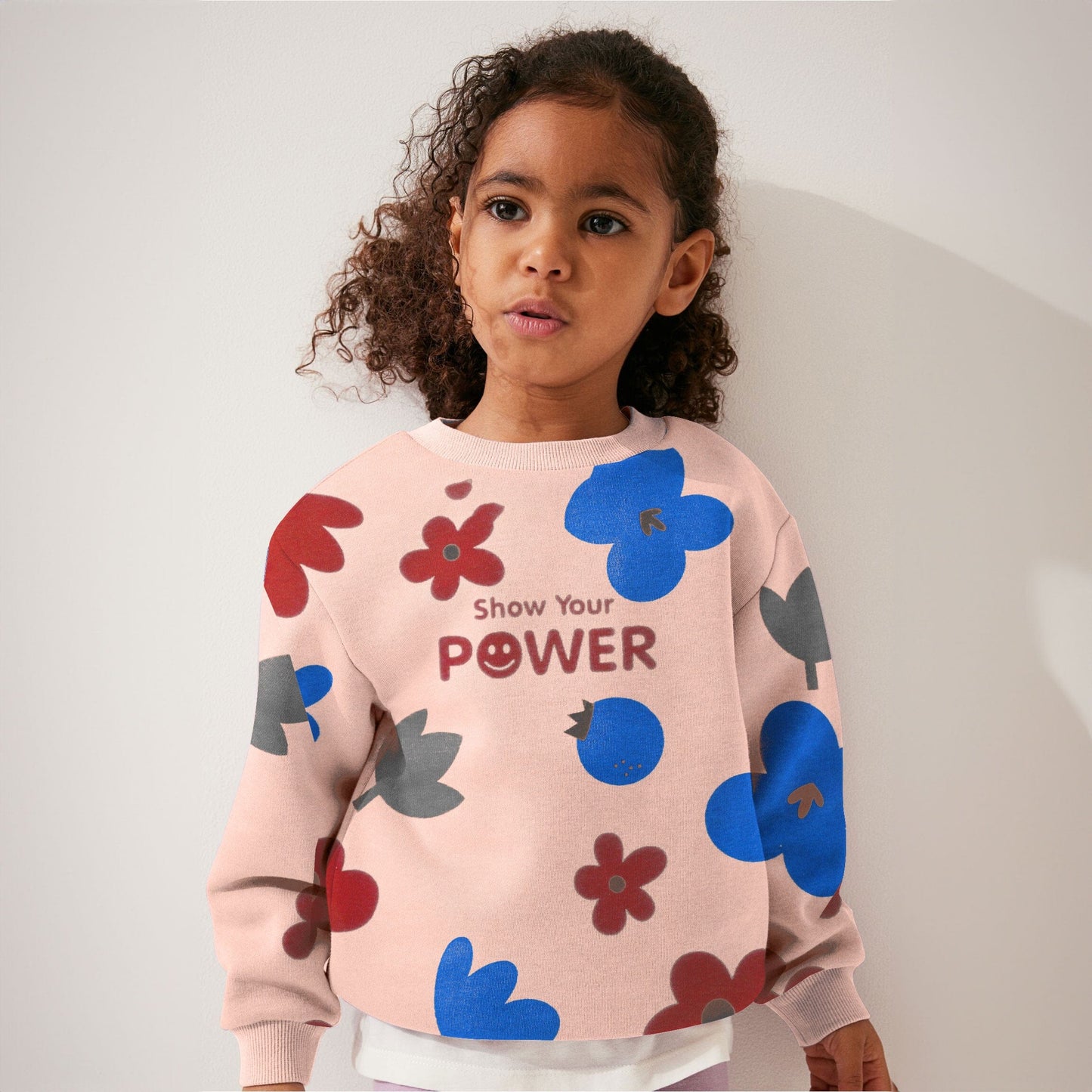 Kid's Show Your Power Printed Fleece Sweat Shirt Kid's Sweat Shirt SNR Powder Pink 6-9 Months 