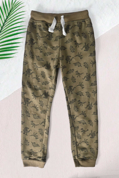 Kiki & Koko Kid's Dinosaur Printed Fleece Jogger Pants Kid's Trousers Minhas Garments 