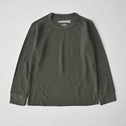 TH Boy's Waffle Knit Long Sleeve Tee Shirt Boy's Tee Shirt TAHIR SIDDIQUI ( SALE BASIS ) Olive 2T 