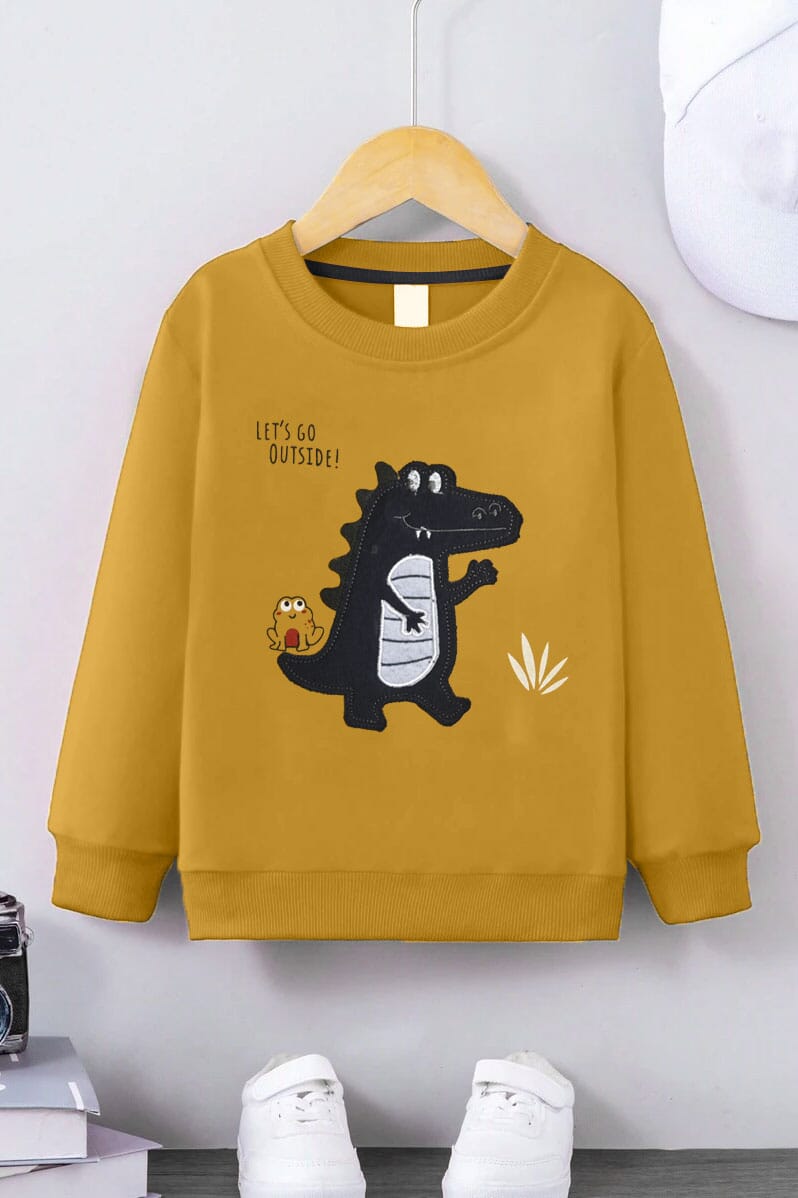 Kid's Applique Crocodile Fleece Sweat Shirt