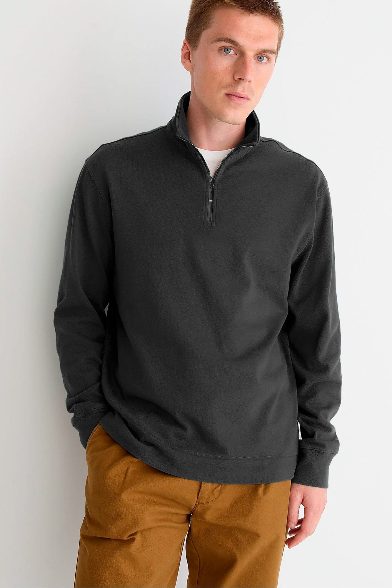 Polo Republica Men's Quarter Zipper Long Sleeve Terry Sweat Shirt