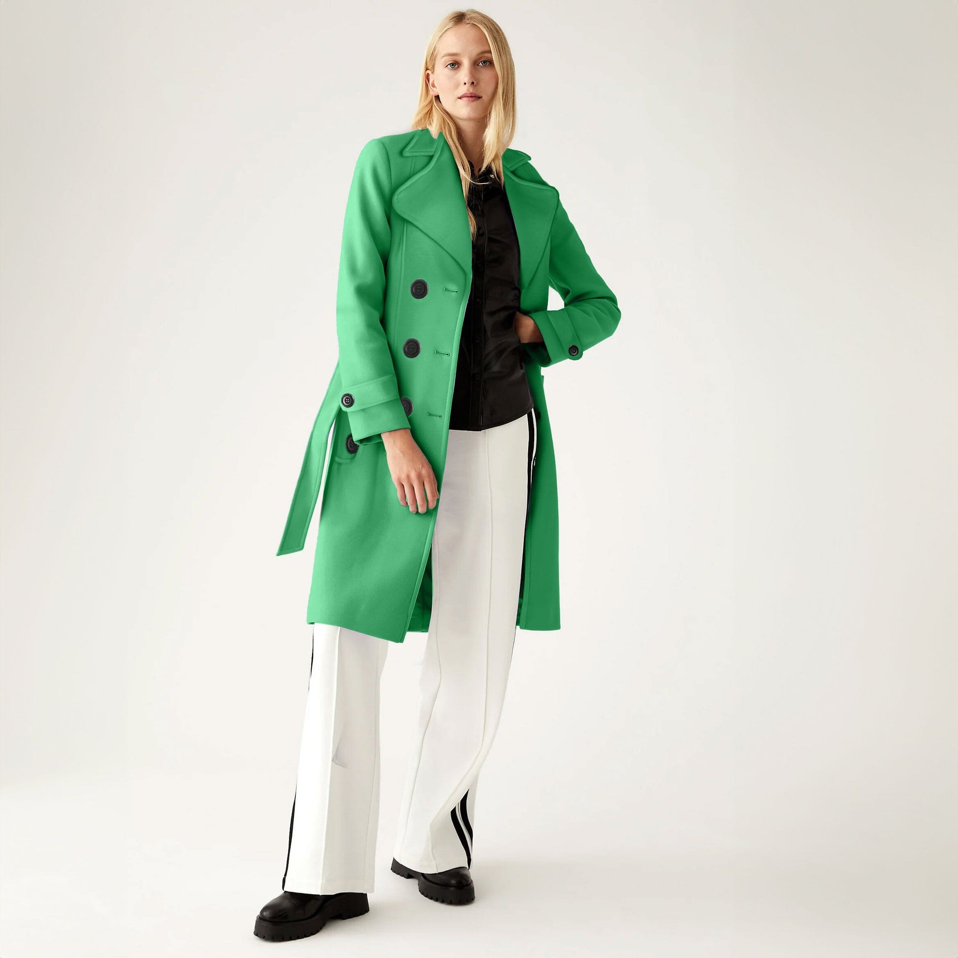 Rising Women's Fleece Trench Coat Women's Jacket Rooshani Enterprises Green S 