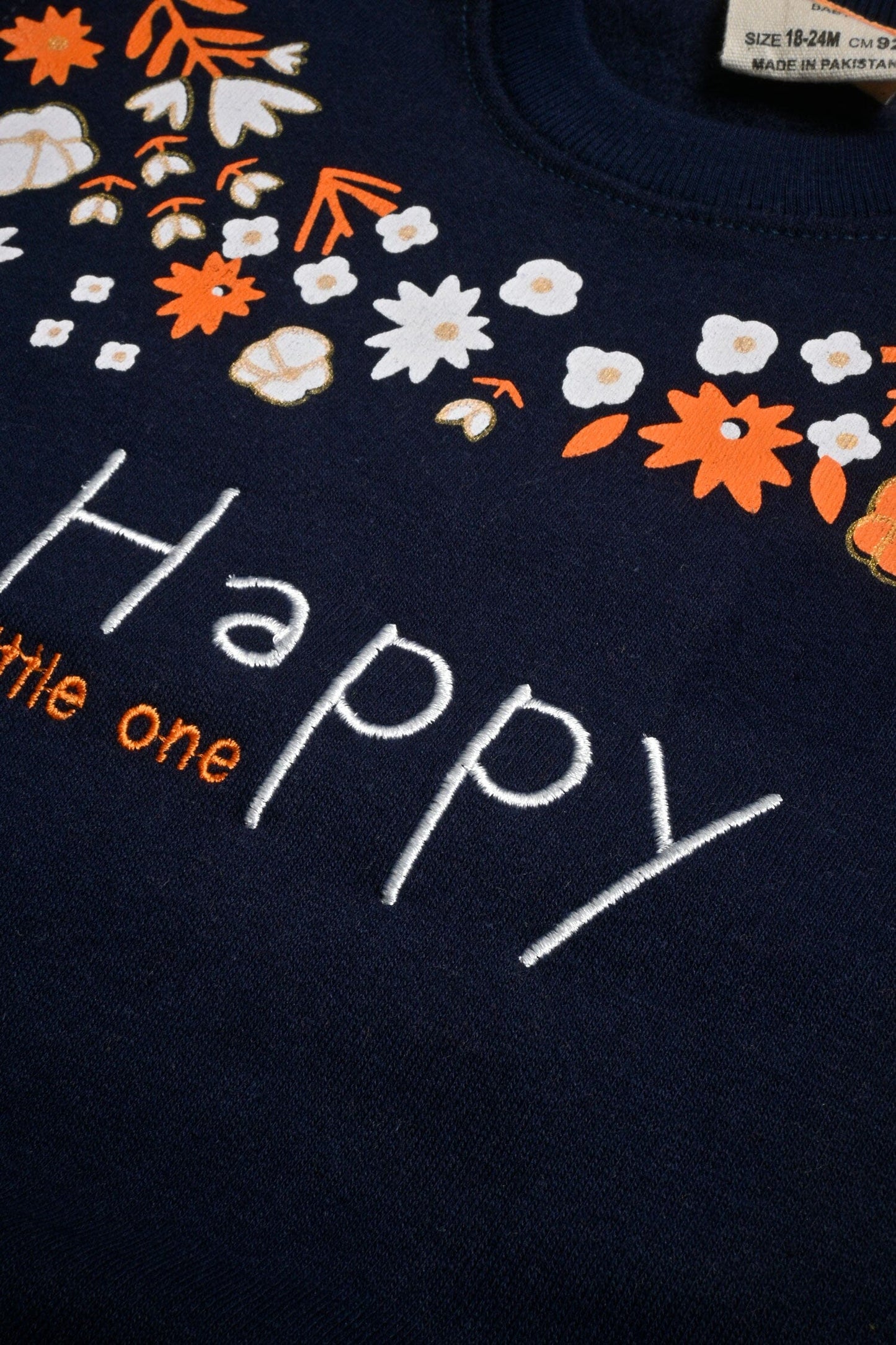 Kid's Floral Printed Happy Little One Fleece Sweat Shirt Kid's Sweat Shirt SNR 