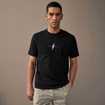 LE Men's Palestine's Heartbeat Printed T Shirt - 100% Combed BCI Cotton Men's Tee Shirt Image Black S 