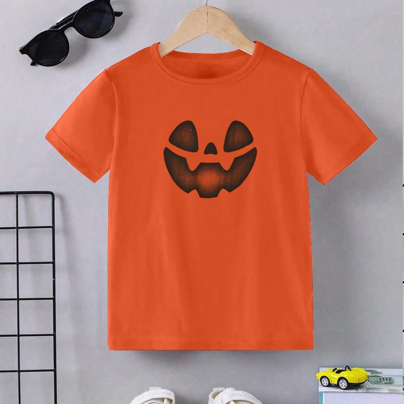 Le Printemps Kid's Pumpkin Printed Tee Shirt Boy's Tee Shirt Athar Traders Orange 6-9 Months 