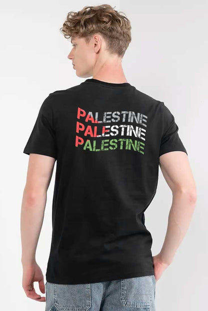 Men's Free Palestine Bold Print T Shirt - 100% Combed BCI Cotton