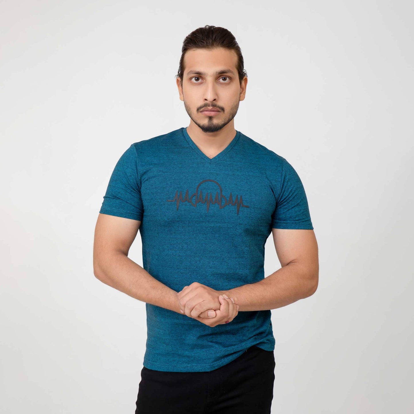 Men's Madam Adam Embellished Logo V Neck Tee Shirt Men's Tee Shirt MADAMADAM Zinc S 